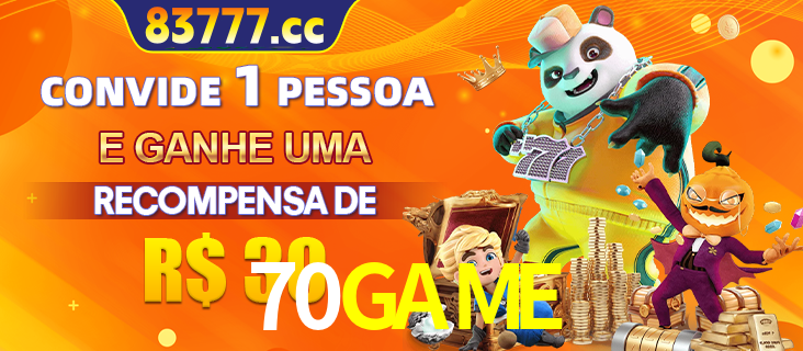 Banner institucional da 70GAME sobre parceria de marcas e criação de uma marca de excelência, apresentando os mascotes de jogos populares como o Fortune Tiger.
