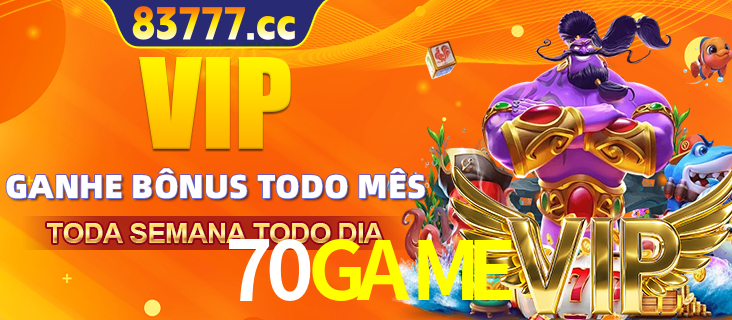 Banner promocional do 70GAME oferecendo 100% de recompensas adicionais contínuas para quem fizer o login diário (Daily sign-in), com um mascote de coelho.