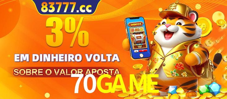 Promoção para baixar e instalar o aplicativo do cassino 70GAME. O banner oferece uma recompensa de R1aR1aR8, com a imagem de uma cobra sobre moedas de ouro.