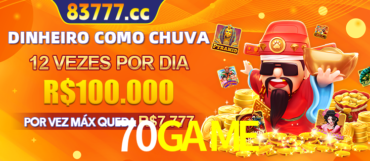 Banner do programa de recompensas Recomende para amigos do 70GAME, detalhando os bônus por convidar amigos, com prêmios que chegam a R$288.888.