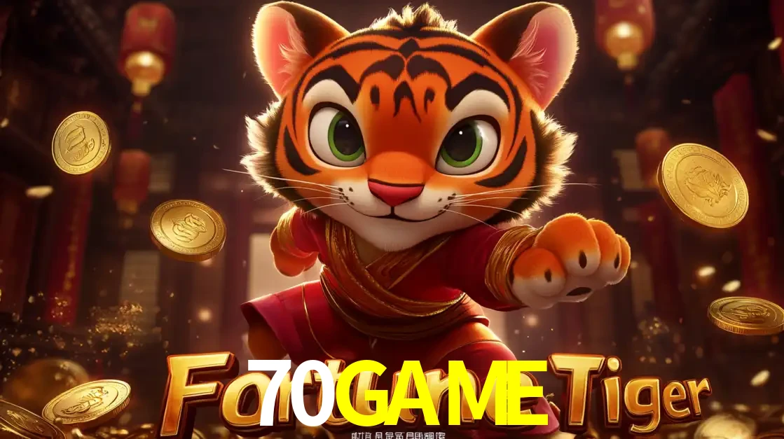 O carismático mascote do jogo de slot Fortune Tiger, um tigre fofo em pose de artes marciais, pronto para trazer sorte e multiplicadores de ganhos no cassino online 70GAME.
