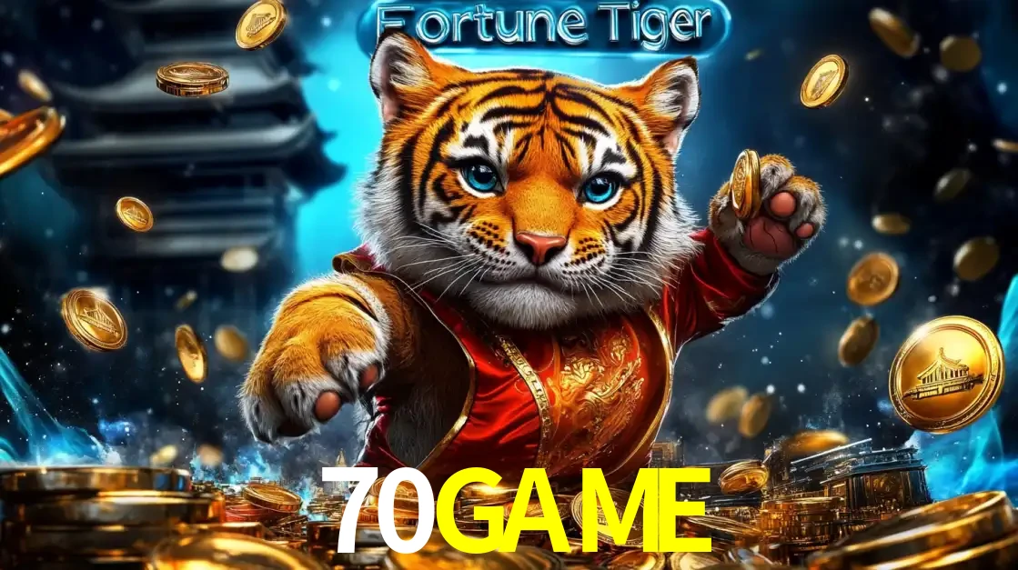 Imagem promocional do jogo de slot Fortune Tiger, com um tigre majestoso em traje tradicional cercado por uma fortuna em moedas de ouro, disponível agora no cassino 70GAME.
